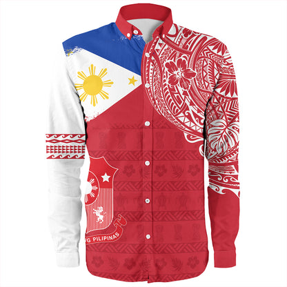 Philippines Long Sleeve Shirt Polynesian Flag With Coat Of Arms