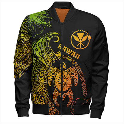 Hawaii Bomber Jacket Hawaii Turtle Kanaka Reggae