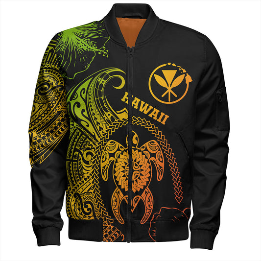 Hawaii Bomber Jacket Hawaii Turtle Kanaka Reggae