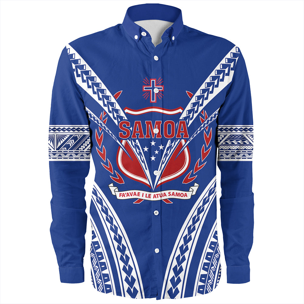 Samoa Long Sleeve Shirt Custom Polynesian Tribal Crest Design
