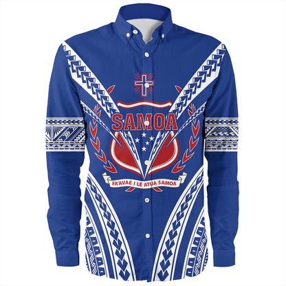 Samoa Long Sleeve Shirt Custom Polynesian Tribal Crest Design