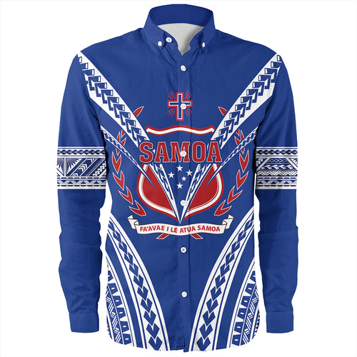 Samoa Long Sleeve Shirt Custom Polynesian Tribal Crest Design