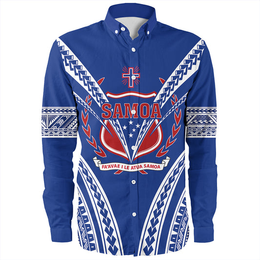 Samoa Long Sleeve Shirt Custom Polynesian Tribal Crest Design