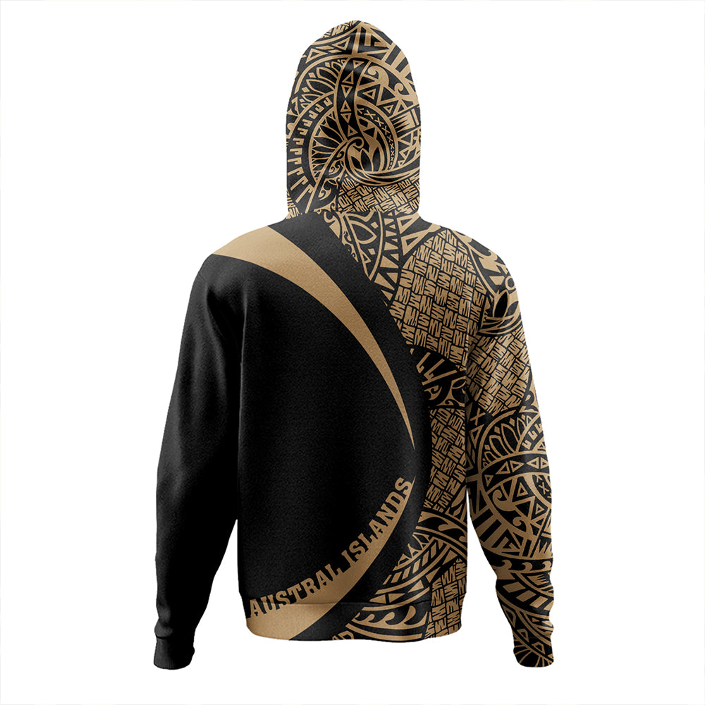 Austral Islands Hoodie Coat Of Arm Lauhala Gold Circle