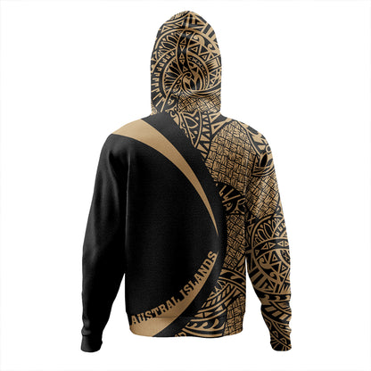 Austral Islands Hoodie Coat Of Arm Lauhala Gold Circle