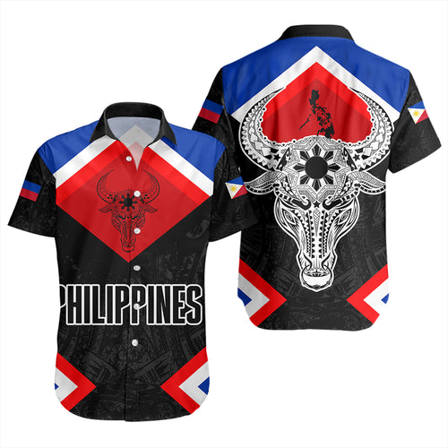 Philippines Short Sleeve Shirt Water Buffalo Sun Tribal Style