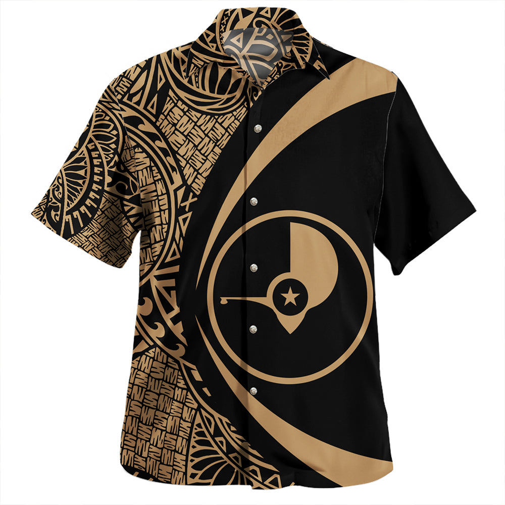 Yap Hawaiian Shirt Coat Of Arm Lauhala Gold Circle