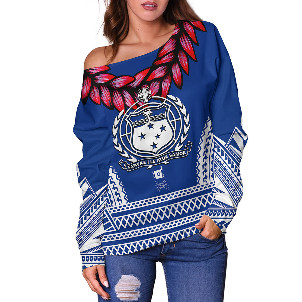 The Samoan Chief Off Shoulder Sweatshirt Blue