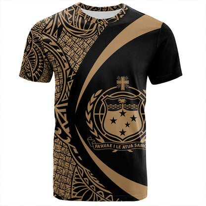Samoa T-Shirt Coat Of Arm Lauhala Gold Circle