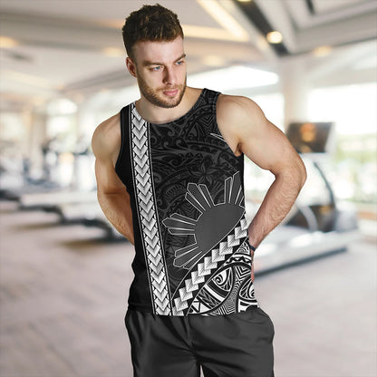 Philippines Tank Top Tribal Polynesian Sun Gray