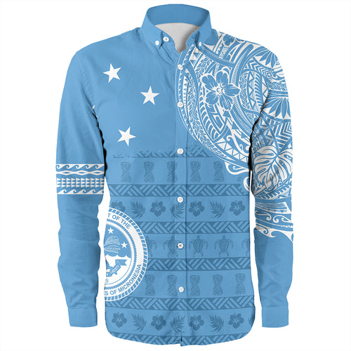 Micronesian Long Sleeve Shirt Federated States Of Micronesia Flag With Coat Of Arms