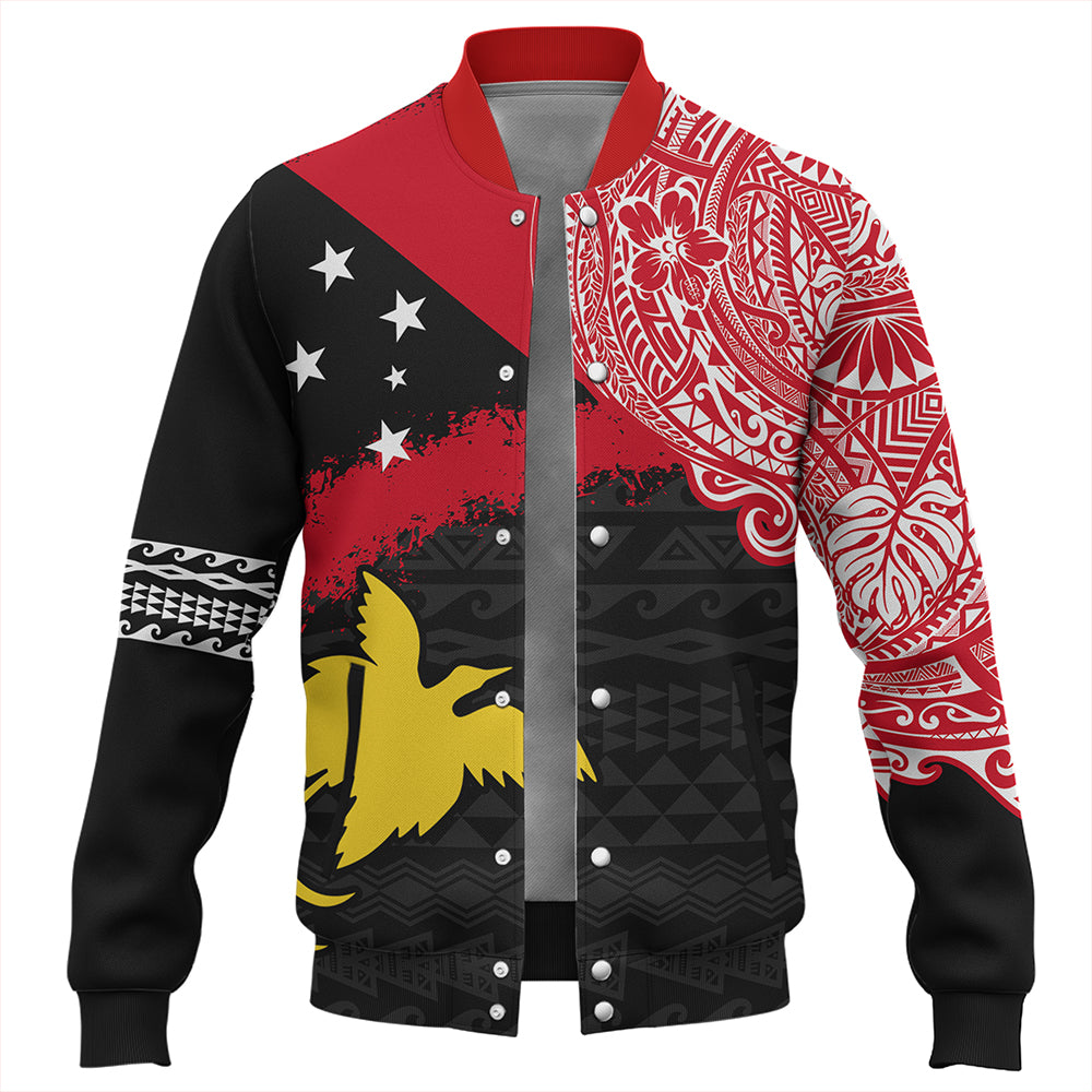 Papua Baseball Jacket Melanesian Flag With Coat Of Arms