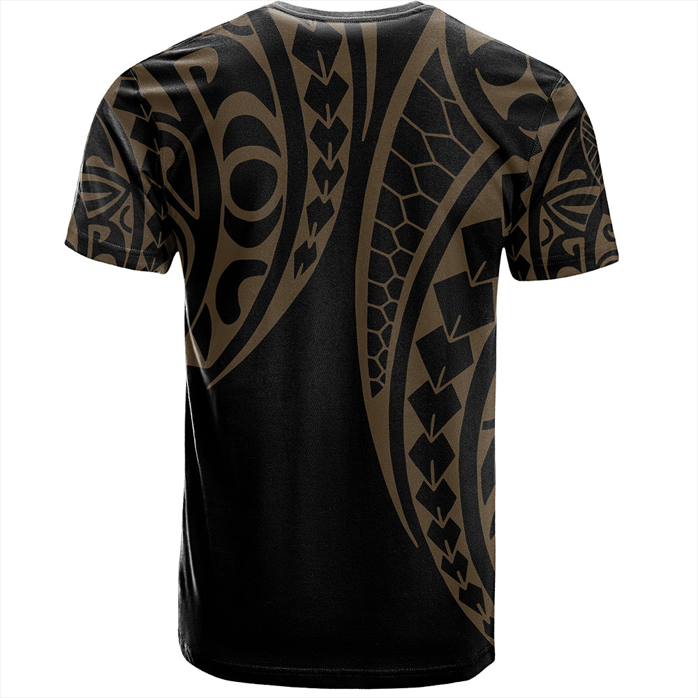 Hawaii T-Shirt Hawaiian Map Kakau Style Gold