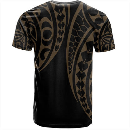 Hawaii T-Shirt Hawaiian Map Kakau Style Gold