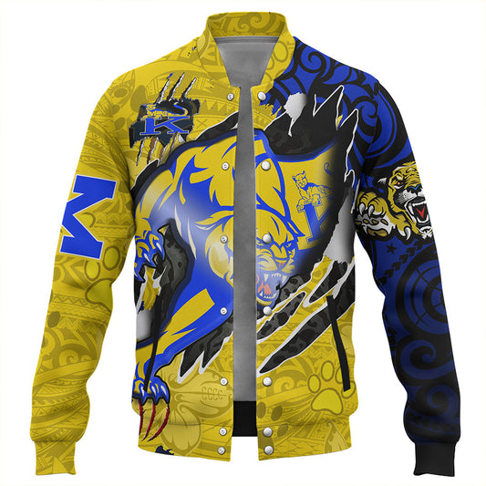 Hawaii Baseball Jacket Custom Henry J. Kaiser High School Super Cougar Arm Sleeve Polynesian Tattoo