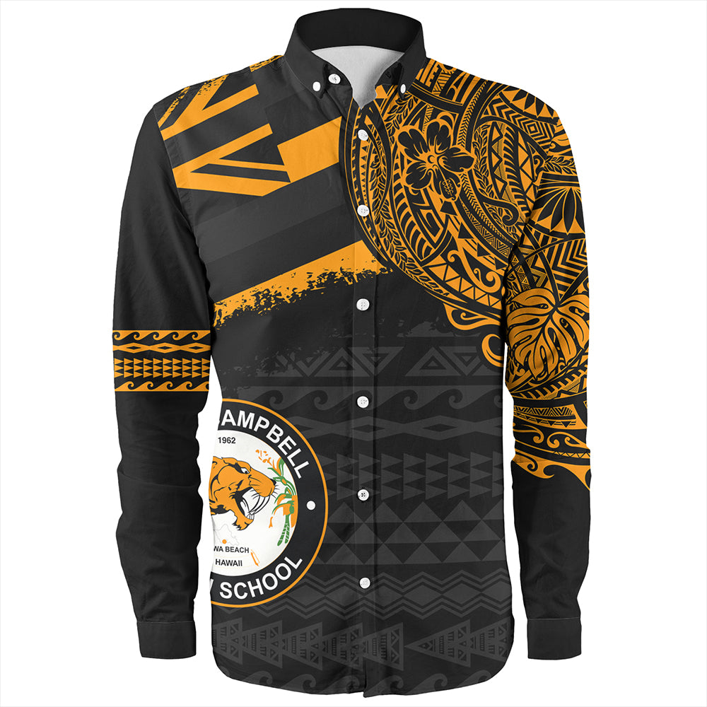 Hawaii Long Sleeve Shirt James Campbell High School Flag With Crest Style