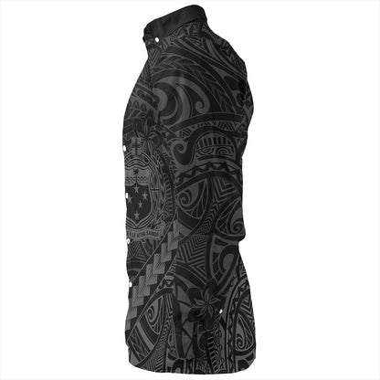 Samoa Long Sleeve Shirt Tribal Polynesian Coat Of Arms Gray