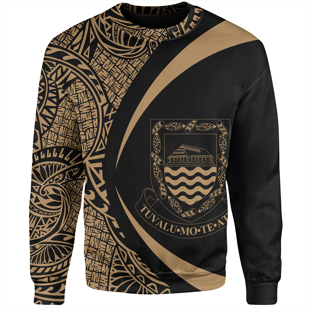 Tuvalu Sweatshirt Coat Of Arm Lauhala Gold Circle