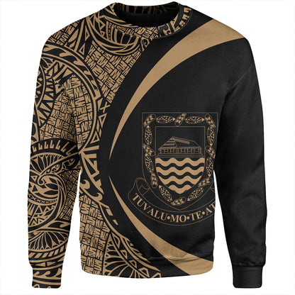 Tuvalu Sweatshirt Coat Of Arm Lauhala Gold Circle