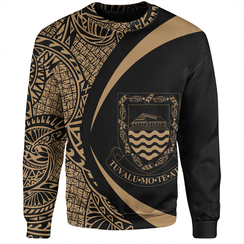 Tuvalu Sweatshirt Coat Of Arm Lauhala Gold Circle