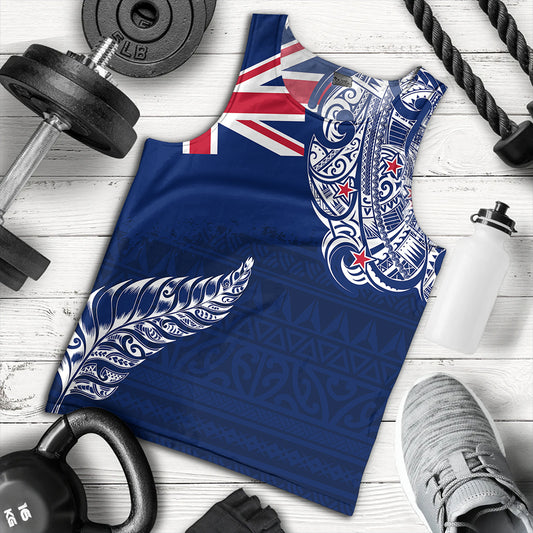 New Zealand Tank Top Aotearoa Maori Tribal Flag With Silver Frern