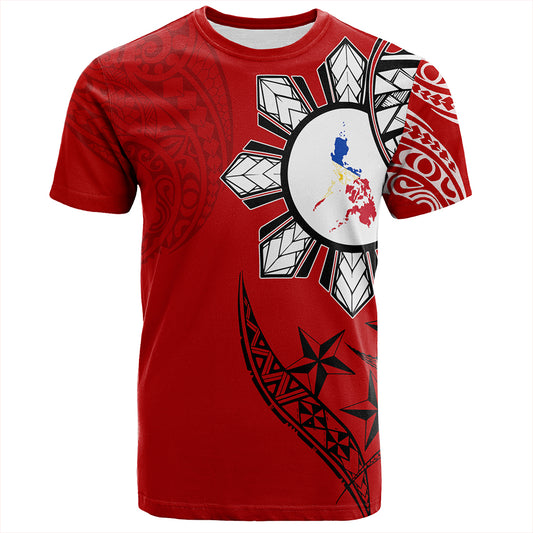 Philippines T-Shirt Tribal Sun In My Heart Red Style