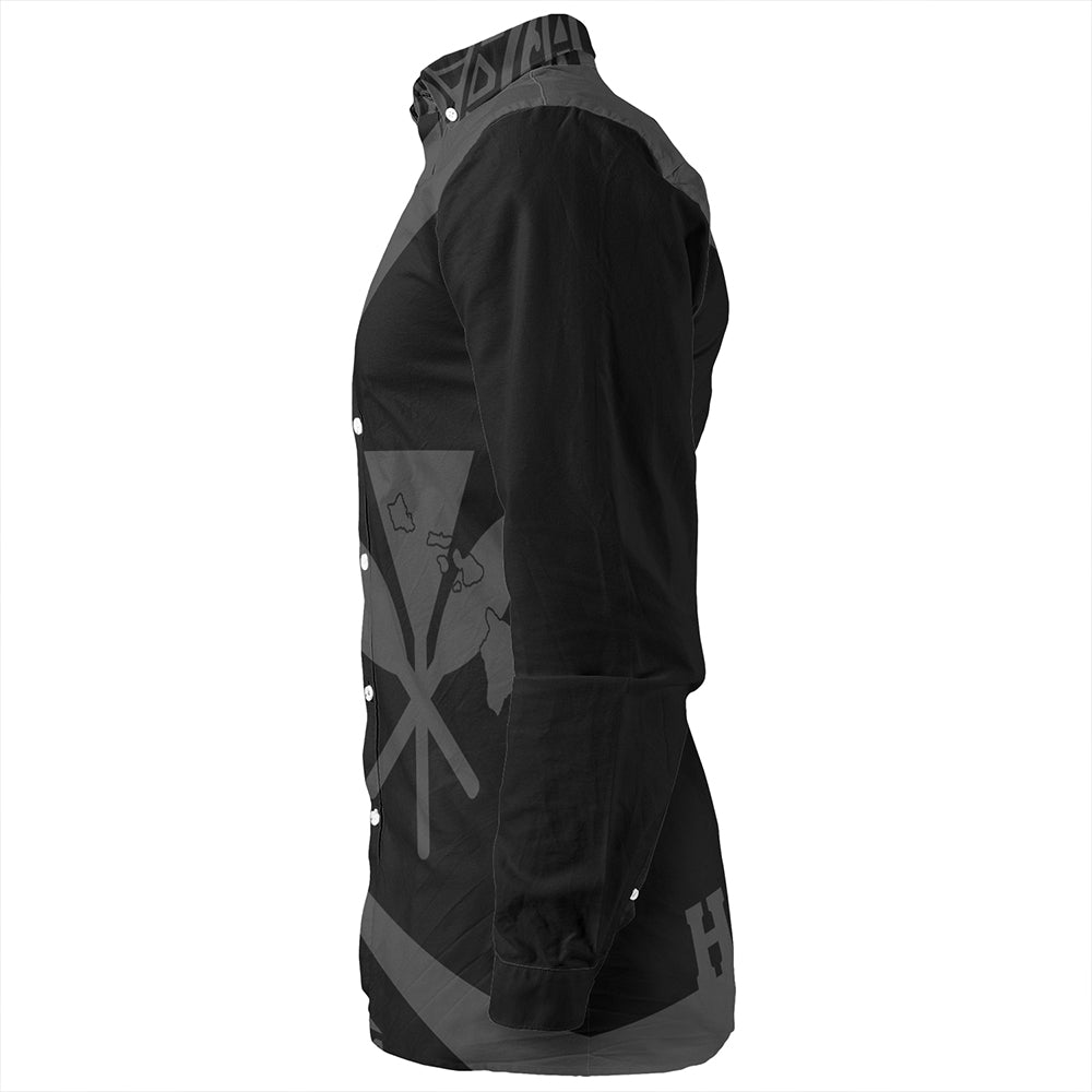 Hawaii Long Sleeve Shirt Kanaka Maoli Hawaiian Map Lauhala Gray Circle