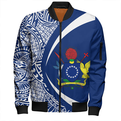Cook Islands Bomber Jacket Coat Of Arm Lauhala Circle