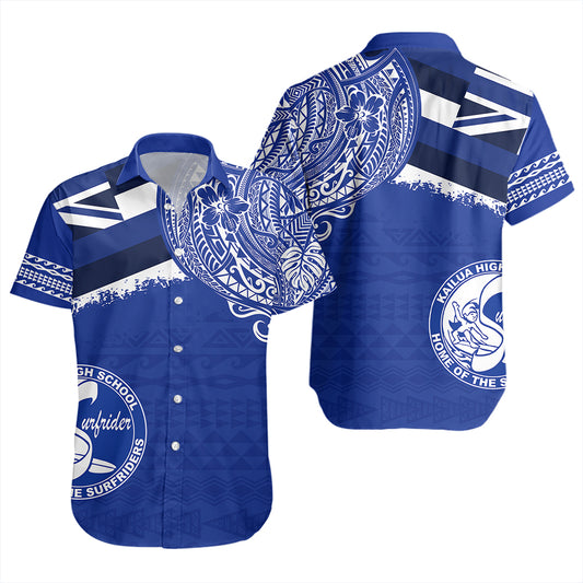 Hawaii Short Sleeve Shirt Kailua High School With Crest Style