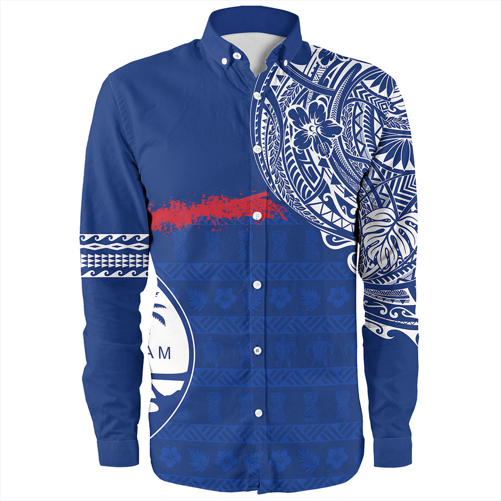 Guam Long Sleeve Shirt Polynesian Flag With Coat Of Arms