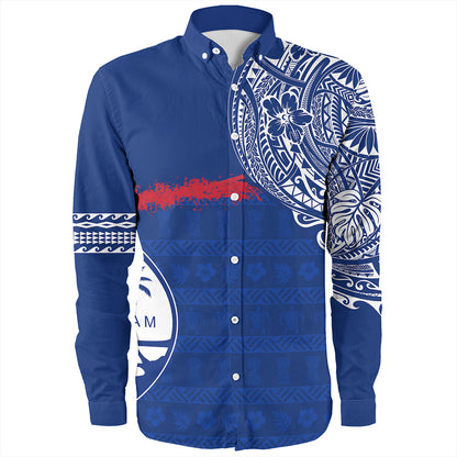 Guam Long Sleeve Shirt Polynesian Flag With Coat Of Arms