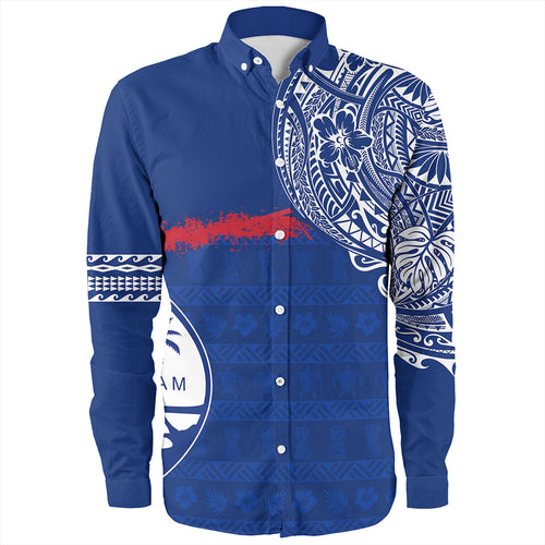 Guam Long Sleeve Shirt Polynesian Flag With Coat Of Arms