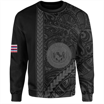 Hawaii Sweatshirt Tribal Polynesian Coat Of Arms Gray