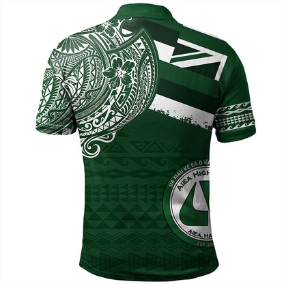 Hawaii Polo Shirt Aiea High School Flag With Crest Style