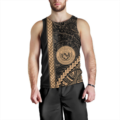 Hawaii Tank Top Tribal Polynesian Coat Of Arms Gold