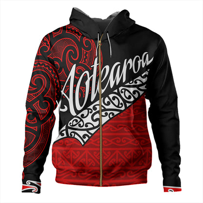 New Zealand Hoodie Aotearoa Maori Flag Puhoro Pattern