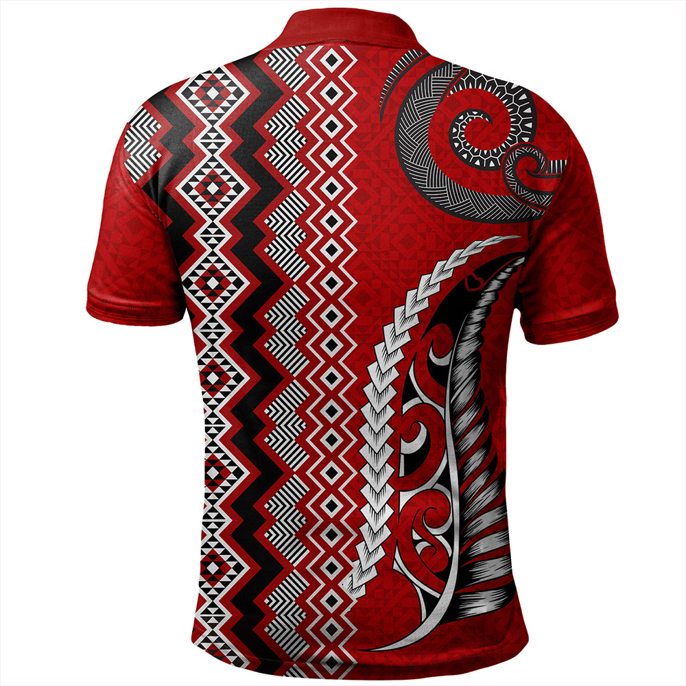 New Zealand Polo Shirt Maori Fabic Pattern Silvers Fern