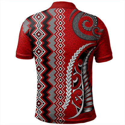 New Zealand Polo Shirt Maori Fabic Pattern Silvers Fern