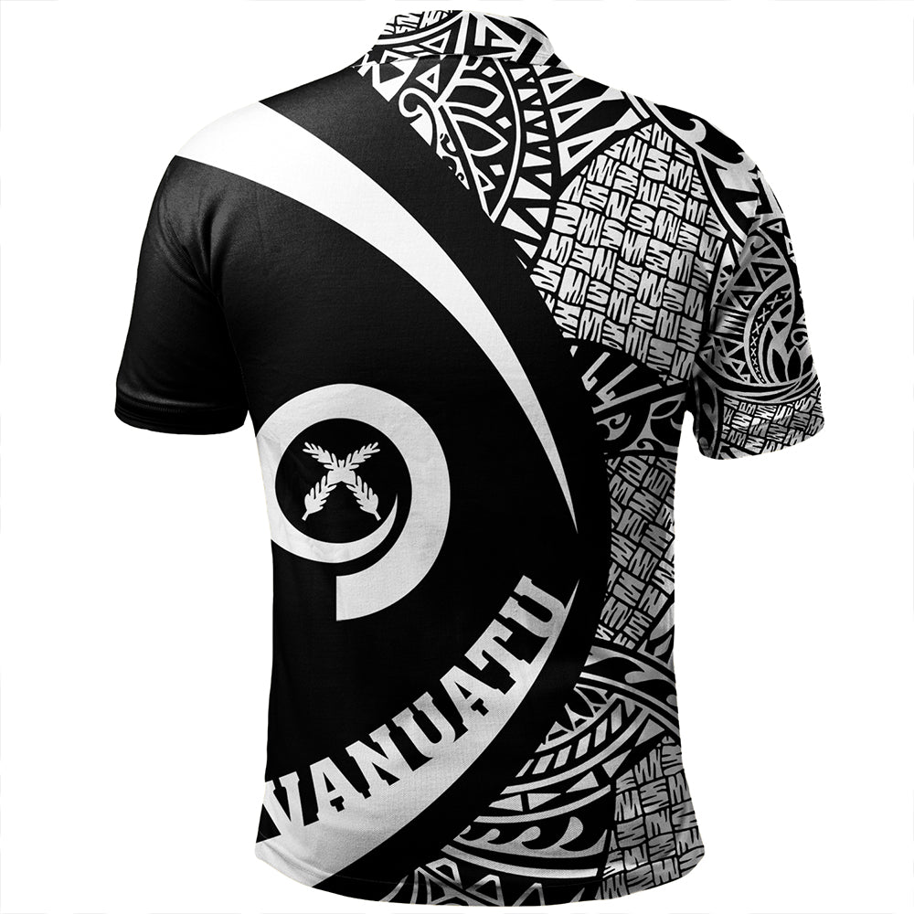 Vanuatu Polo Shirt Coat Of Arm Lauhala White Circle