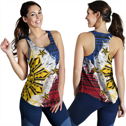 Philippines Women Tank Filipino Sun Flag Grunge Style