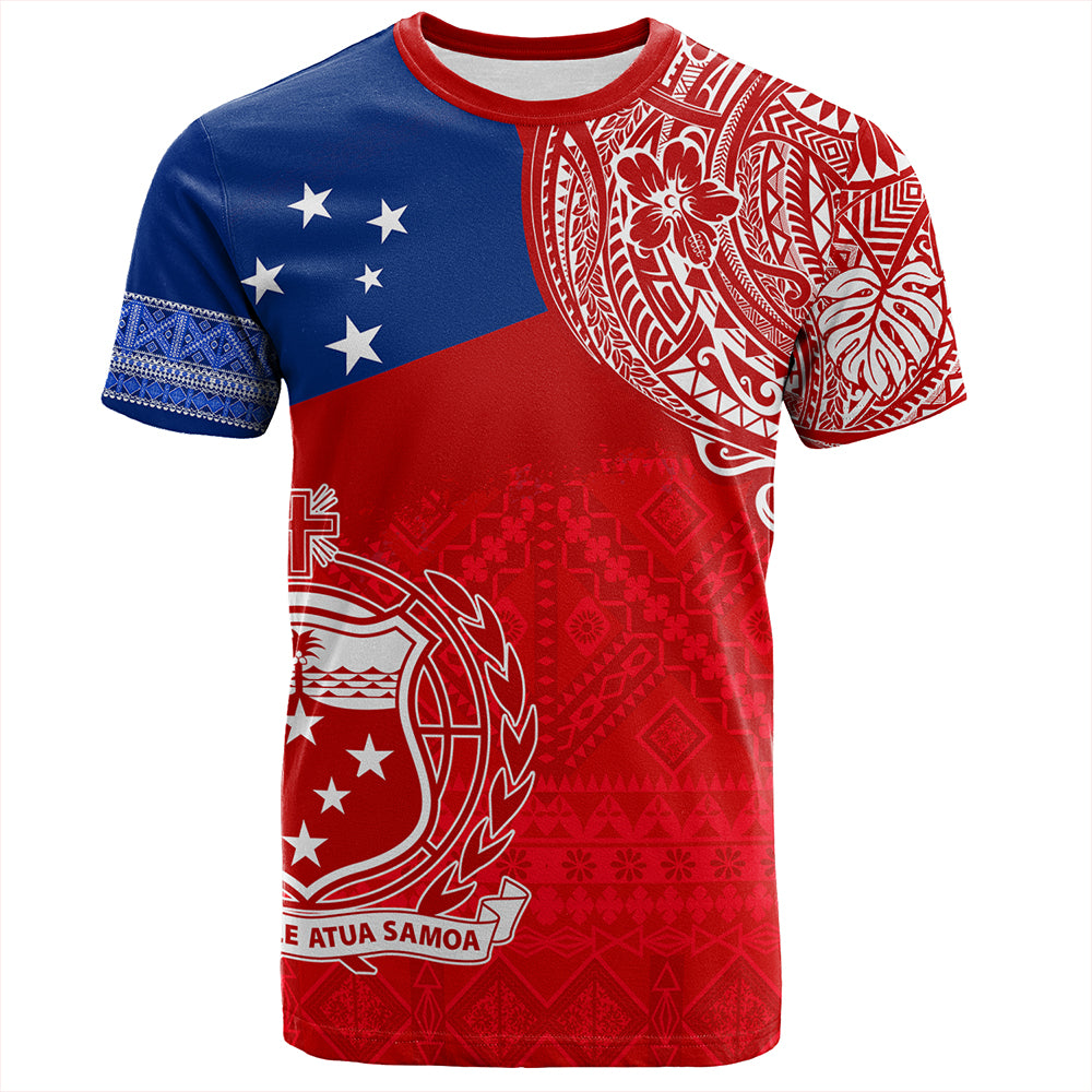 Samoa T-Shirt Polynesian Flag With Coat Of Arms