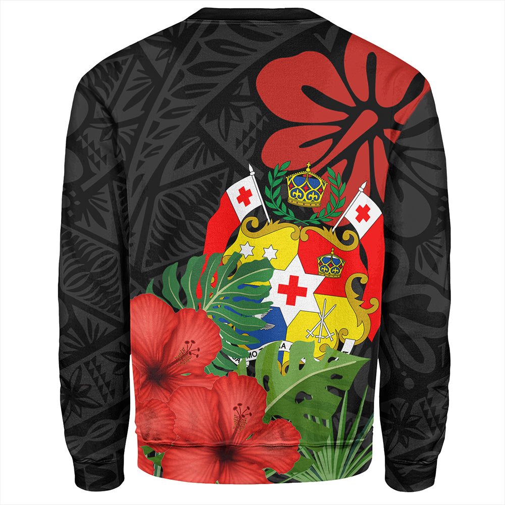 Tonga Sweatshirt Tonga Coat Of Arms Polynesian Hibiscus