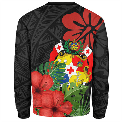 Tonga Sweatshirt Tonga Coat Of Arms Polynesian Hibiscus