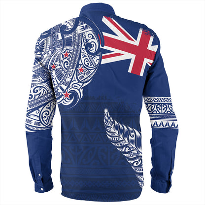 New Zealand Long Sleeve Shirt Aotearoa Maori Tribal Flag With Silver Frern
