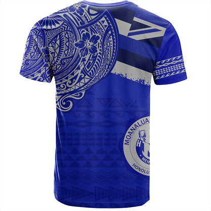 Hawaii T-Shirt Moanalua High School Flag With Crest Style