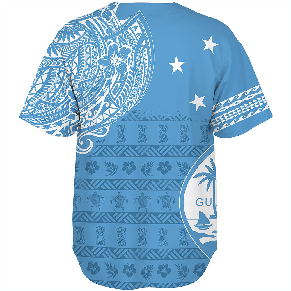 Guam Baseball Shirt Micronesian Flag With Coat Of Arms