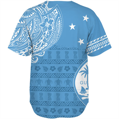 Guam Baseball Shirt Micronesian Flag With Coat Of Arms