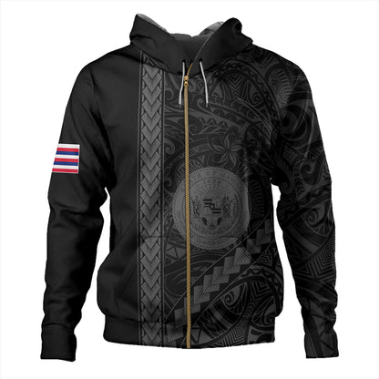 Hawaii Hoodie Tribal Polynesian Coat Of Arms Gray