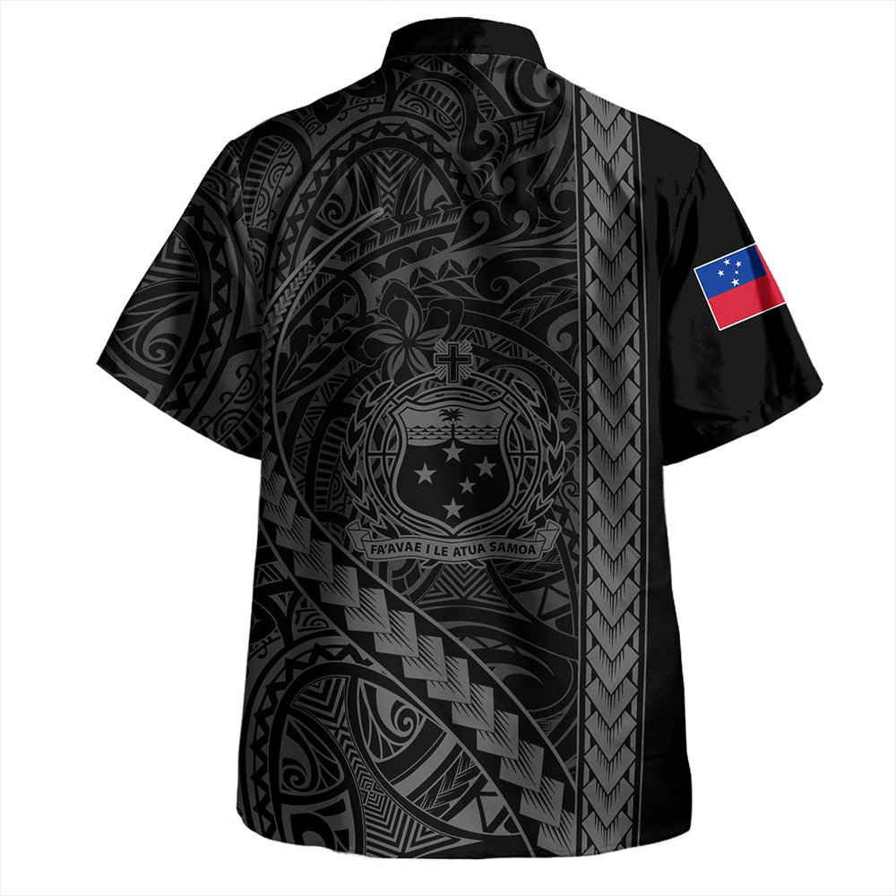 Samoa Hawaiian Shirt Tribal Polynesian Coat Of Arms Gray