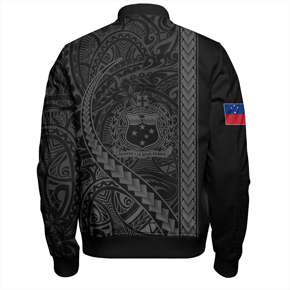 Samoa Bomber Jacket Tribal Polynesian Coat Of Arms Gray